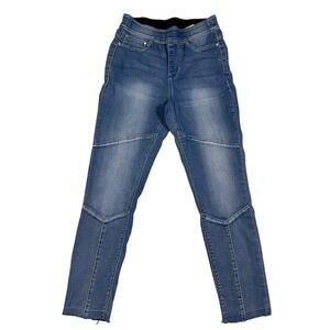 Seven7 Moto Denim Pull On Leggings Raw Hem Sz 6 Edgy Streetwear